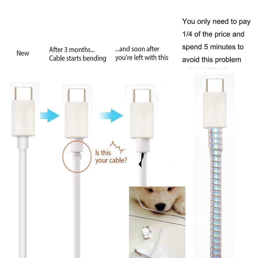 6011 Metallic Finish Cable Spiral Protector/Wire Repair/Pet Cord Protector/Headphone Saver, Cable Wrap/Cover for Mac Charging Cable DeoDap 6011 Metallic Finish Cable Spiral Protector/Wire Repair/Pet Cord Protector/Headphone Saver, Cable Wrap/Cover for Mac Charging Cable DeoDap